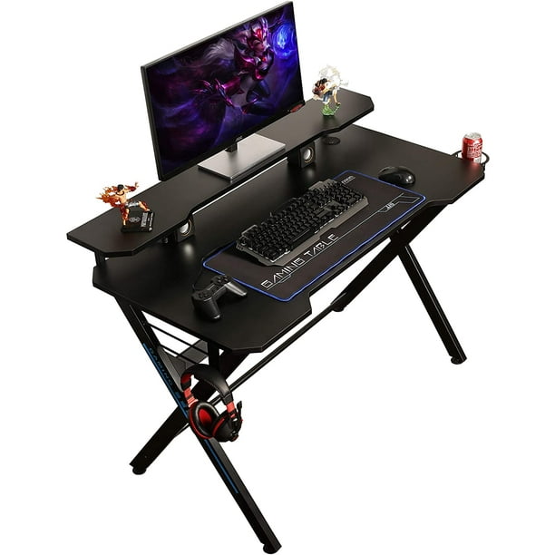 JJS 48" Home Office Gaming Computer Desk with Removable Monitor Stand