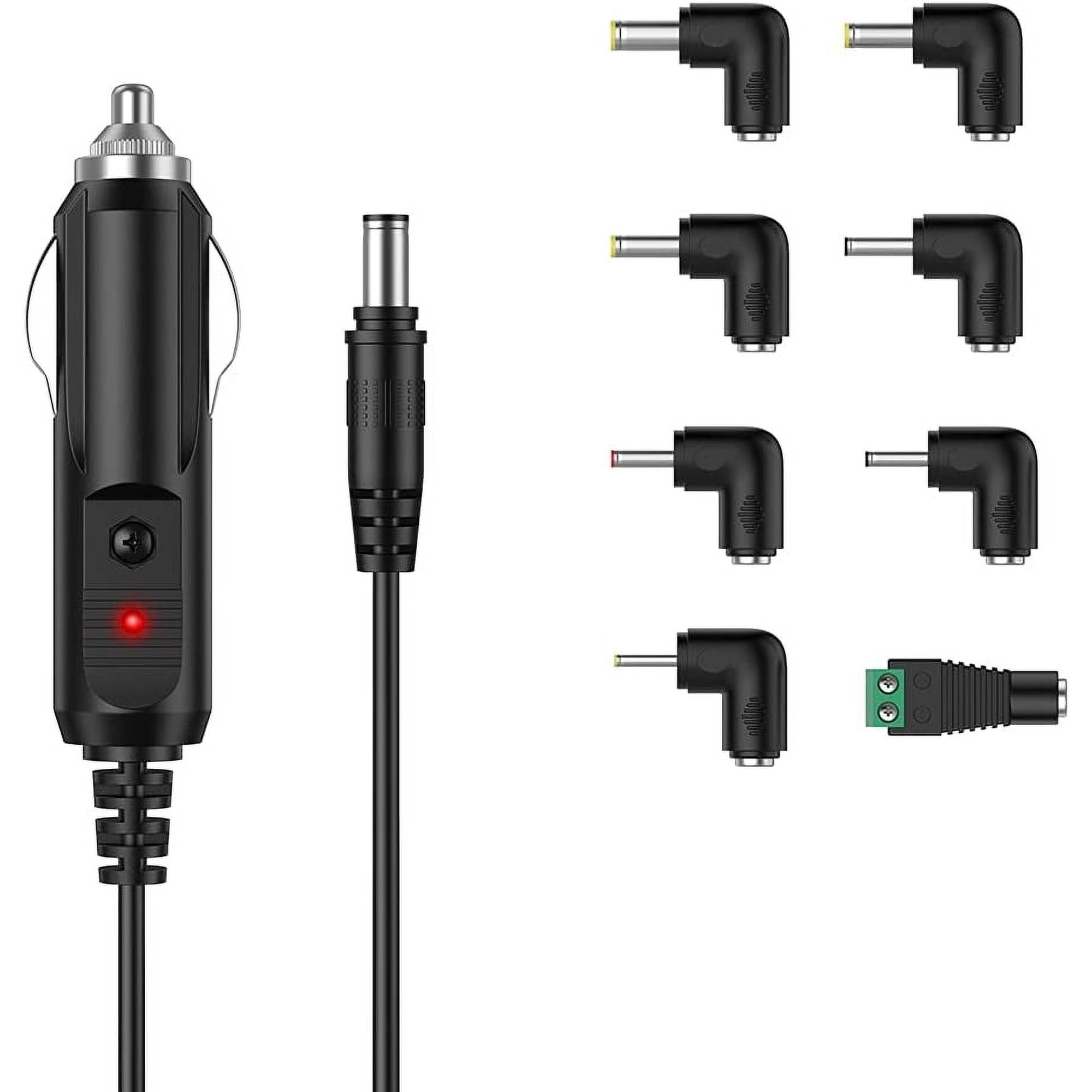 12V 2A Car Charger Cigarette Lighter, 24W Max with 8 Universal DC Connectors & 1.5m Extra-Long Cord, Compatible with Portable DVD Player, Radar Detector, GPS, Spectra Breast Pump, Snailax Seat Cushio
