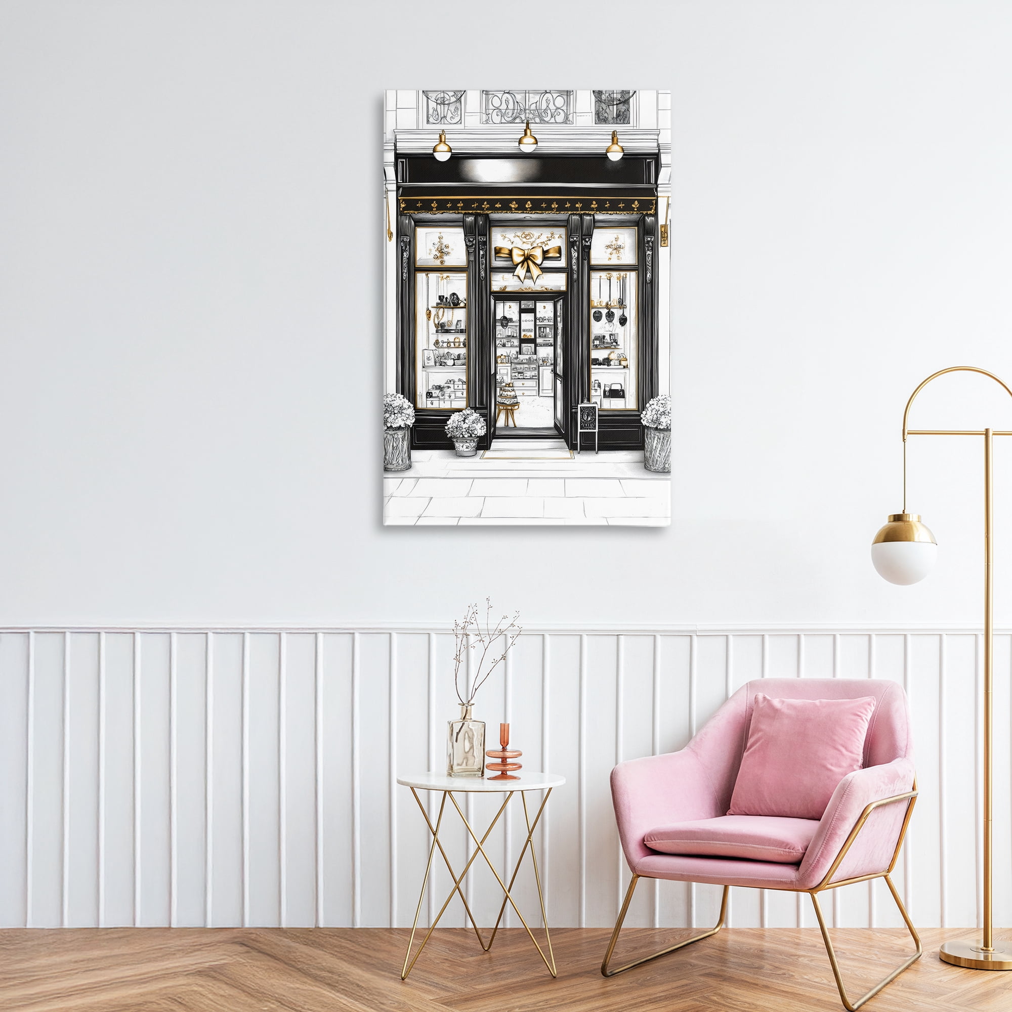 Stupell Industries Glam Paris Shop Facade Canvas Wall Art, design by Petal Prints Design