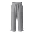thumbnail image 5 of Yourumao Linen Capri Pants Women Elastic Waist Straight Leg Capris Solid Loose Fit Pants Summer Casual Pants for Travel with Pockets, 5 of 8