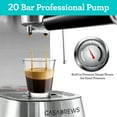 Casabrews 20 Bar Espresso Machine with Milk Frother Steam Wand, Stainless Steel Professional