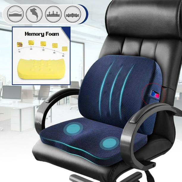 2Pcs Set Memory Foam Seat Cushion Lumbar Back Support Home