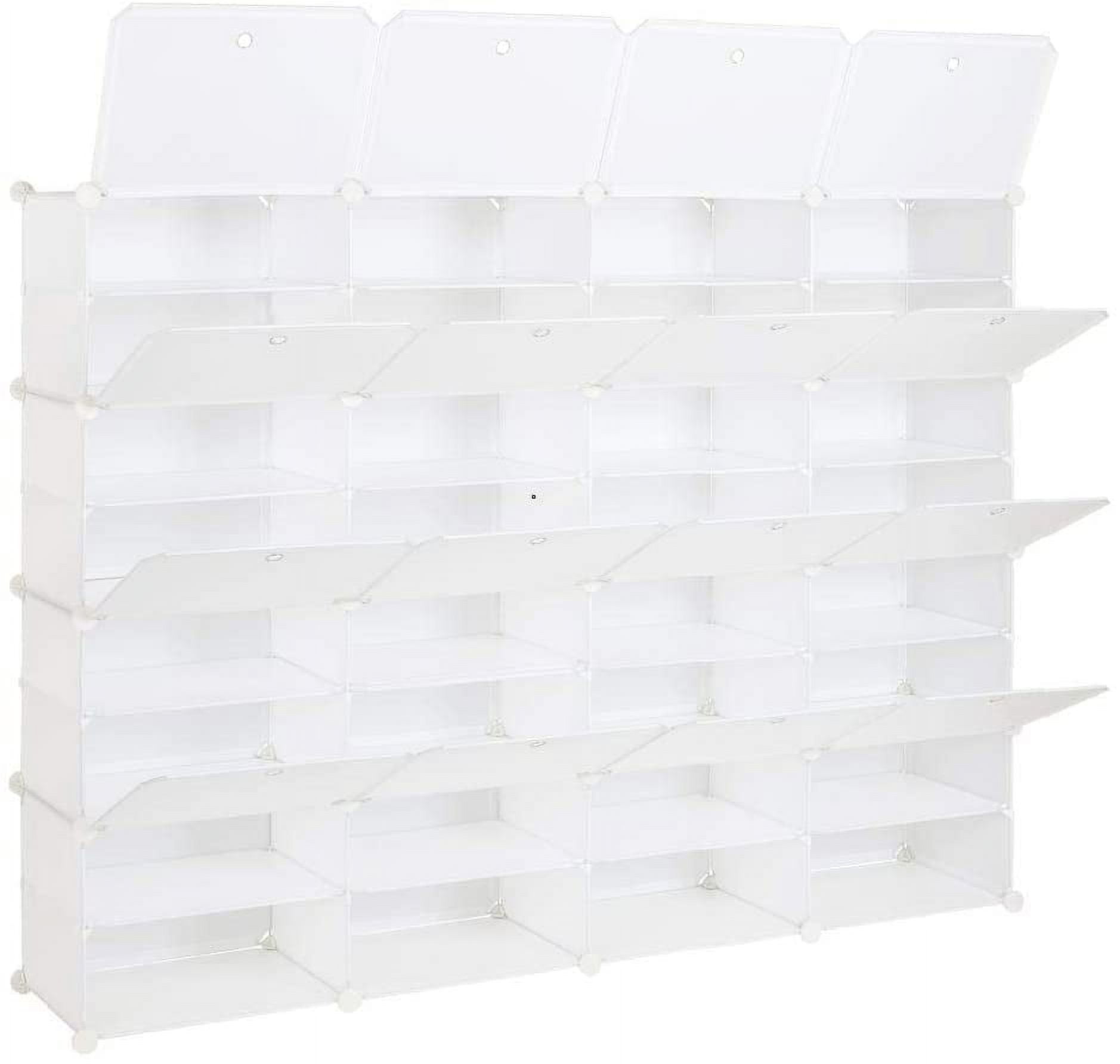 XUANIIIL Portable Shoe Rack Organizer with Door, 72 Pairs Shoe Storage  Modular Cabinet, Plastic Adjustable Box Shelves Stackable Detachable DIY