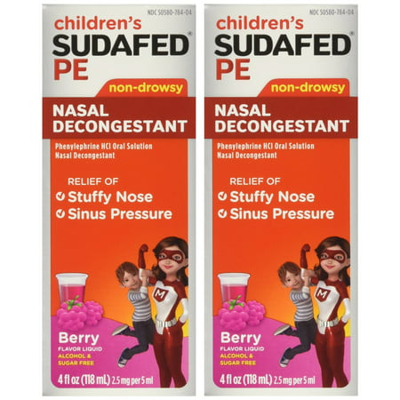 24 PACKS : Children's Sudafed PE Nasal Decongestant Non-drowsy Raspberry Flavor Liquid