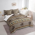 thumbnail image 3 of Feelyou Western Cowboy Horse Bedding Comforter Set 7 Pieces, Hippie Aztec Triangle Full Bedding Set, Vintage Western Geometric Reversible Fitted Sheet Flat Sheet, Microfiber Bedroom Decor, 3 of 7