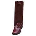 thumbnail image 3 of Bottes Mi-Mollet pour Femmes Bout Rond Cuir sur Talon Bloc Chaussures Décontractées Confortables pour Hiver et Automne Bottes d'Hiver pour Femmes (Couleur : Rouge, Taille : 38), 3 of 9