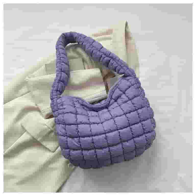 ★TOUT Y EST★ Circle Puffer Body Bag Purple LOR23FUBG0001P XMMSWDLA Puffer Bag Lightweight Quilted Tote Bags Puffy
