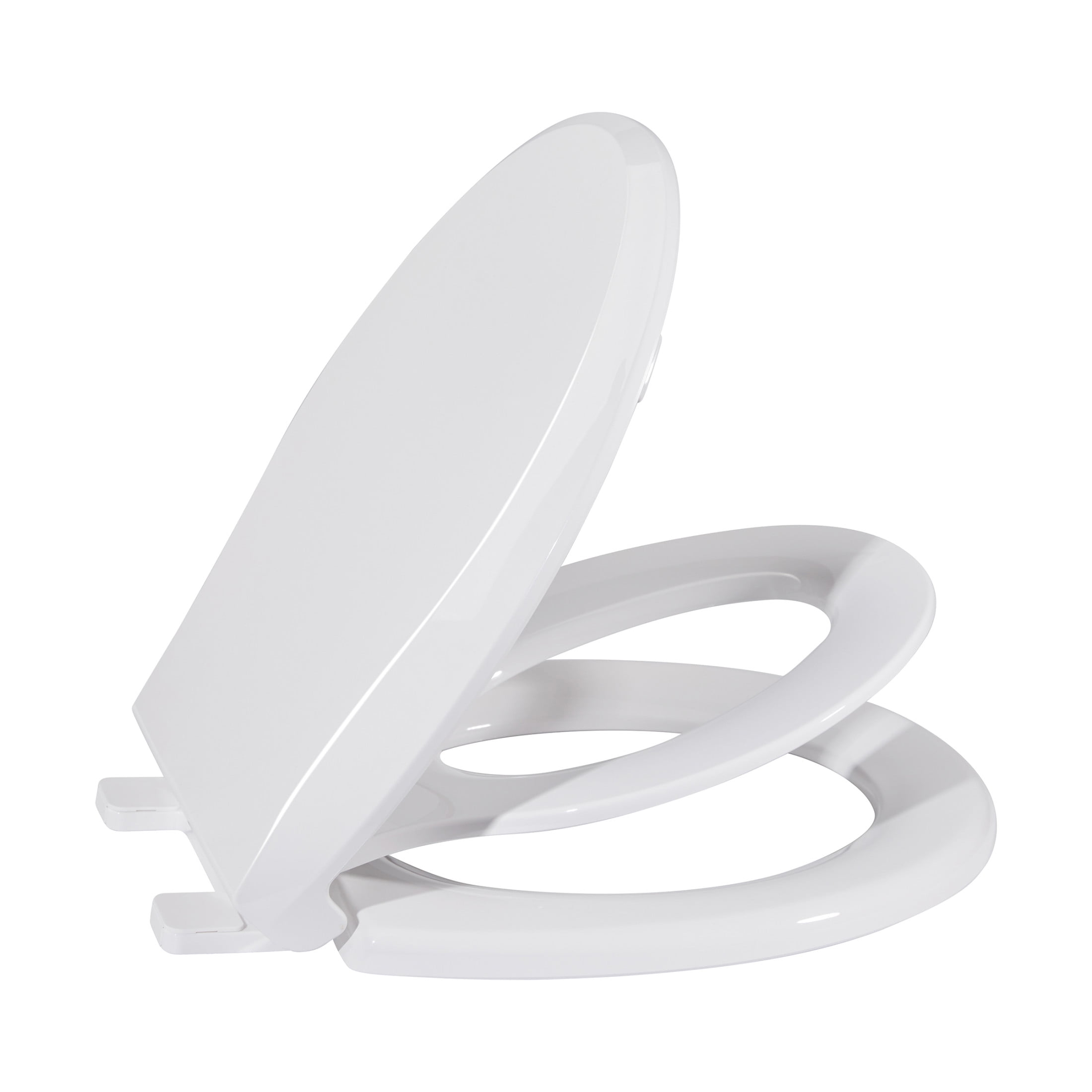 Round Toilet Seat with Toddler Seat Built In, Family Toilet Seat in Glossy White