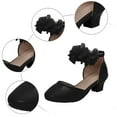 thumbnail image 6 of IUJSOY Girls Dress Shoes Closed Toe Chunky Heels Flower Ankle Strap Wedding Party Princess Shoes, 6 of 9