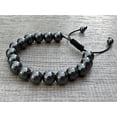 thumbnail image 5 of Hematite Gemstone Round Bead Adjustable Bracelet 10mm, Genuine Crystal Bead Bracelet, Gift for Men & Women (Hematite), 5 of 5