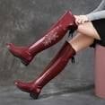thumbnail image 2 of jsaierl Over-the-knee Boots Women's Flat Bottom Low-heel Round Toe Rhinestone Boots Flower Side Zipper Rider Boots, 2 of 9