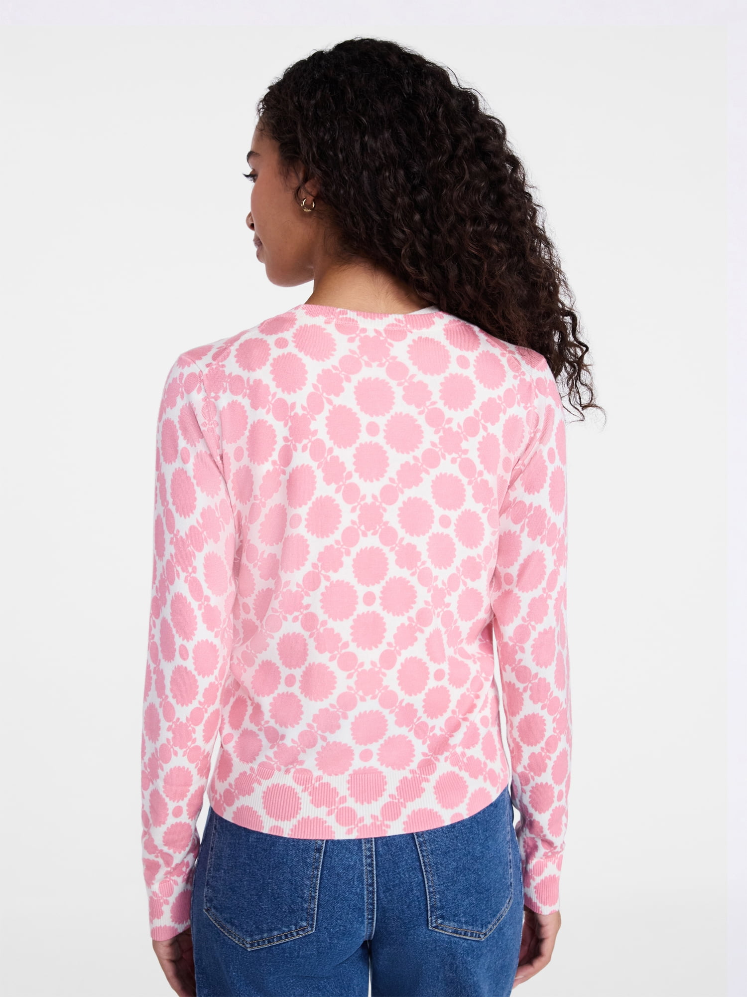 Time and Tru Women's Fine Gauge Cardigan Sweater with Long Sleeves, Lightweight, Sizes XS-XXXL