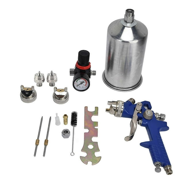 HVLP Spray Gun Professional Aluminum Alloy Pneumatic Spray Gun for Automobile Coating H‑827P Blue