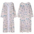 thumbnail image 6 of Women's Long Nightgowns 3/4 Sleeve V-Neck Nightdress Full Length Nightshirt Lightweight Loose Pullover Sleepdress House Dresses Spring Fall Printed Housecoat, S-2XL, 6 of 7