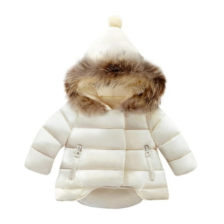 

TUOBARR Baby Girls Boys Kids Hooded Snowsuit Coat Autumn Winter Warm Children Clothes Down Windproof Jacket Outerwear White(6Months-5Years)