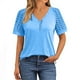 thumbnail image 5 of Tamaño Más Manga Corta Tops para Mujeres Verano Color Sólido Puff Manga Corta Suelta Moda Cuello Redondo Top, 5 of 6