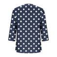 thumbnail image 4 of Women's 3/4 Sleeve Plus Size Tops Polka Dots Print Button V Neck Casual Fashion Graphic Tee Tshirts L-5X (2XL, Navy), 4 of 5
