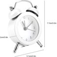 thumbnail image 5 of Despertador de metal con doble campana retro, sonido silencioso y fuerte, con luces nocturnas, reloj antiguo clásico, despertador con números (blanco), 5 of 5