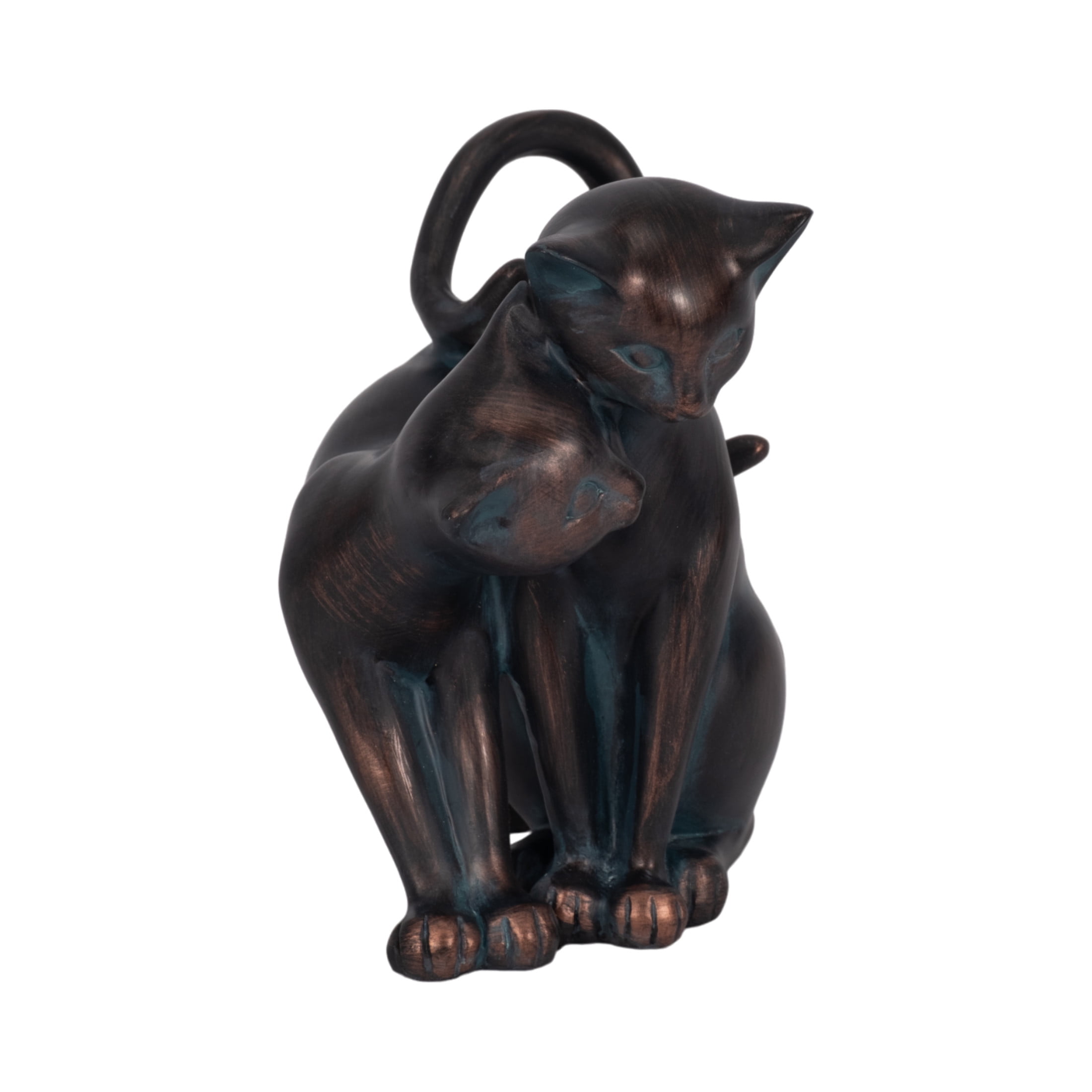Whimsical Cuddling Cats Figurine for Garden Decor - Resin Figurine for Front Porch, Patio, and Backyard Decoration - Decorative Garden Statue for Yard Art and Walkway Display - 7", Bronze