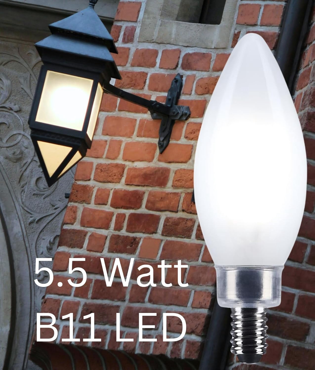 Satco S12495 LED Filament B11 Candle Light Bulbs 5.5W 120V 5000K E12 Candelabra Base Dimmable WET Location (10 Pack)
