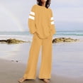 thumbnail image 2 of Two Piece Outfits 2 Piece Outfits for Women Casual Long Sleeve Tshirts Tops and Long Pants Loungewear Casual Plus Size Suits Two Piece Running Suit Set S-30 Yellow XL, 2 of 5
