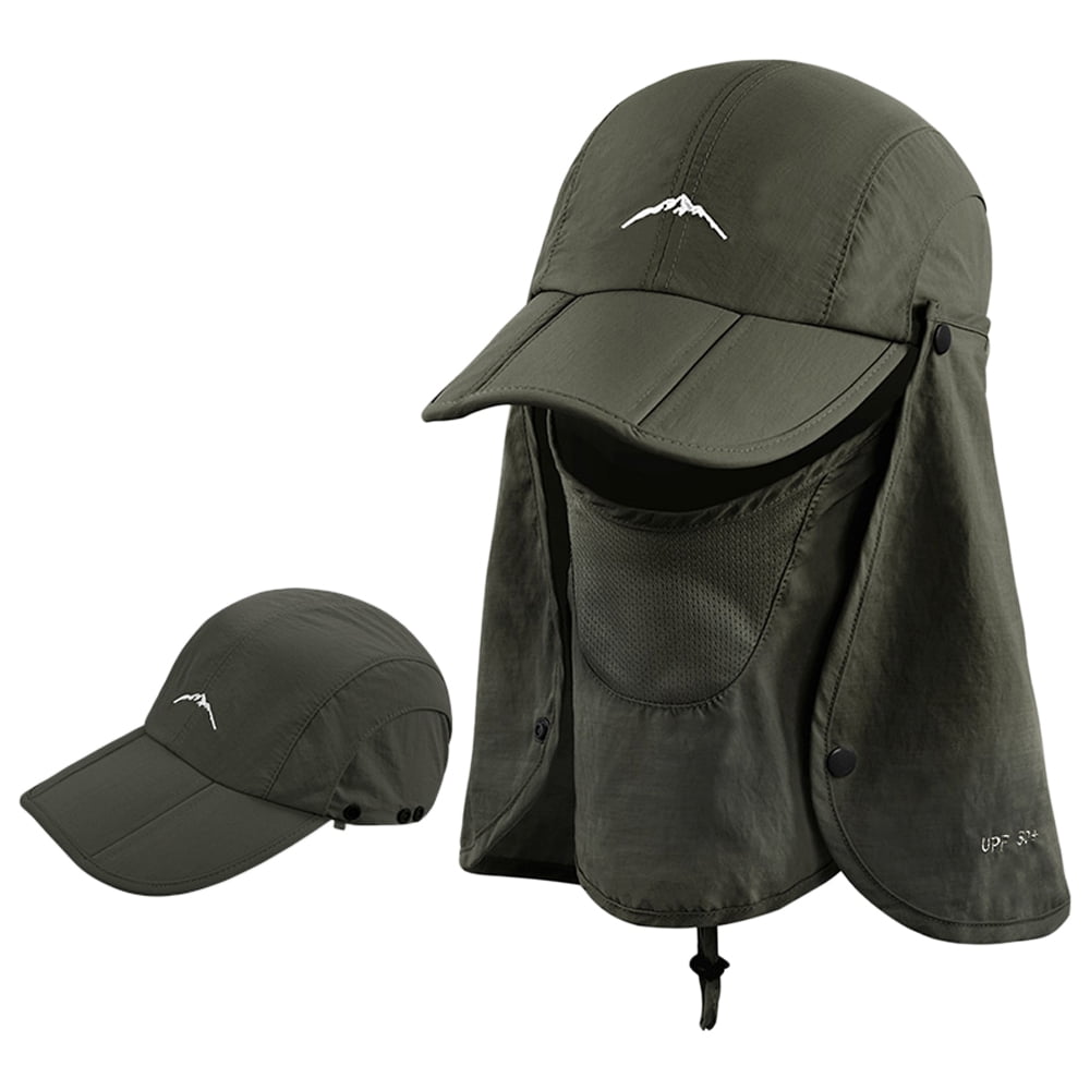 Outdoor Sun Shield Hat UPF 50+ Sun Cap Removable Neck Face Flap for