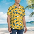 thumbnail image 3 of Balery Shark Print Camisas hawaianas de manga corta para hombre, camisas playeras de corte holgado, camisas de vacaciones con botones,Large, 3 of 7