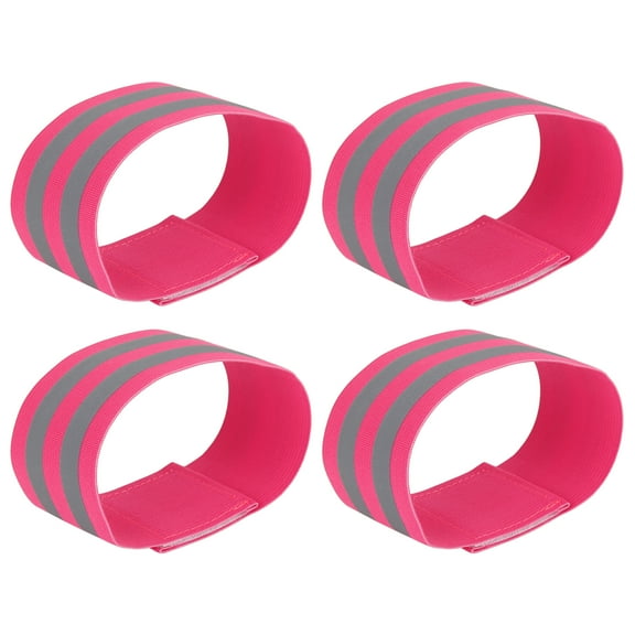 4pcs Reflective Bands for Arm Reflective Armbands High Visibility Night Cycling Riding Reflector Tape Straps Pink