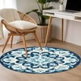 thumbnail image 4 of Round Rugs 3.3Ft, Boho Teal Floral Round Area Rug Washable Indoor Throw Carpet, Ethnic Southwestern Vintage Soft Non Slip Circle Rug for Laundry Room Patio Home Decor Aesthetic, 4 of 8