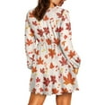 thumbnail image 3 of Yuyamidu Maple Leaves Midi Dress for Women Fall Thanksgiving Dress Music Note V Neck Swing Twirl Dresses Outdoor Party Dress Lightweight Elastic Waist Dress Size L, 3 of 7