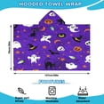 thumbnail image 2 of Halloween Purple Spider Web Pattern Hooded Bath Towel，50"x30" for Ages 3 To 12 Kids, Quick Dry Lightweight Soft Microfiber Hood Beach Towel Cover Up for Kids, 2 of 7