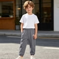 thumbnail image 2 of SJLDQY Boys Joggers Elastic Waist Wide Leg Sweatpants Summer Lightweight Casual Athletic Trousers with Pockets, 2 of 8