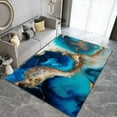 thumbnail image 3 of Emerald Turquoise Marble Area Rugs, Gold-Plated Embossed European Style Bedroom Area Carpet, Carpet Mat Non-Skid Durable Enough Apply to Farmhouse Bedroom Area,5ft x 7ft, 3 of 6
