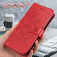 thumbnail image 6 of Allytech for Samsung A21S Case, Galaxy A21S Wallet Case, Embossed Flower Premium PU Leather Folio Flip Kickstand Card Slots Detachable Wrist Strap Cover Case for Samsung Galaxy A21S 6.5", Red, 6 of 7