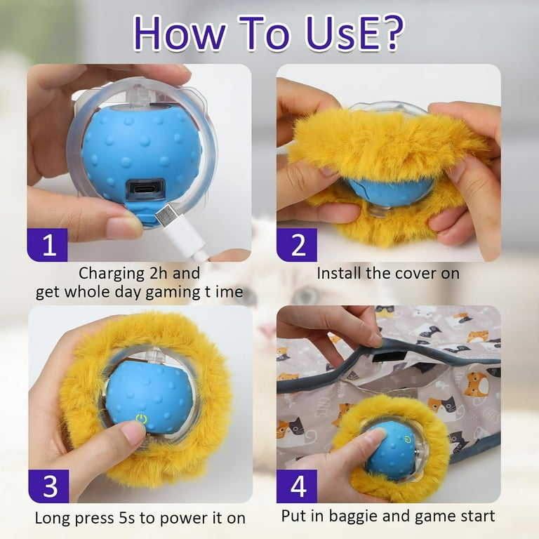 Interactive Cat Toys Ball Fast Rolling in Pouch Motion Activate Chirping Cat Toy Hide and Seek Mouse Catching Game Blue Walmart