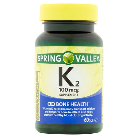 Spring Valley La vitamine K2 Gélules Complément alimentaire, 100mcg, 60 count