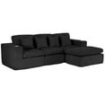 thumbnail image 5 of Fnkosi 105" Couches for Living Room with L-Shaped Chaise, Upholstered Sectional Couch with Movable Ottoma & Cup Holders, 30D Foam & Spring Hybrid Support, Black, 5 of 8
