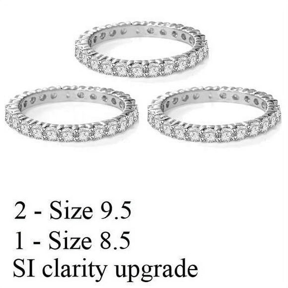 3 - 1Ct Si Eternity Rings 14K White Gold 2Size 9.5 And 1 8.5