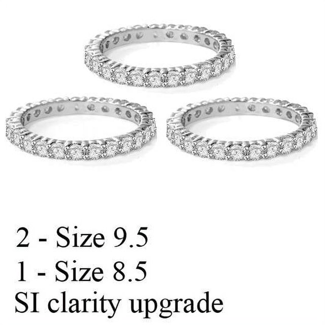 3 - 1Ct Si Eternity Rings 14K White Gold 2Size 9.5 And 1 8.5