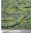 thumbnail image 1 of Soimoi Green Rayon Fabric Moroccan Damask Print Fabric by Yard 56 Inch Wide, 1 of 3