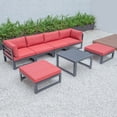 thumbnail image 2 of LeisureMod Chelsea 7-Piece Patio Conversation Set Outdoor Sectional Sofa Set Black Aluminum With Coffee Table, Ottomans & Cushions in Beige, 2 of 8