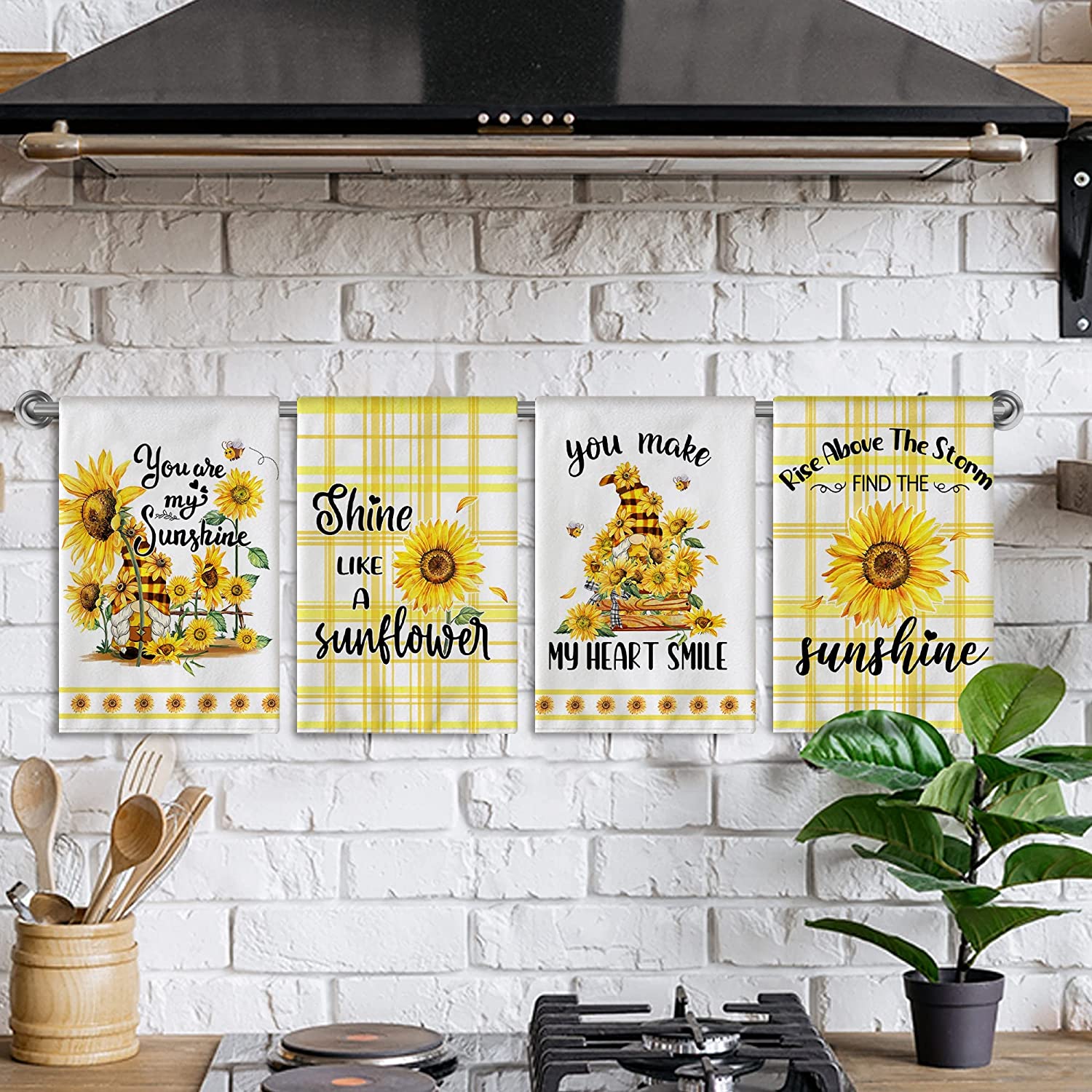 Bee Sunflower Kitchen Towels, Summer Gnome Dish Towels Watermelon Lemon Tea  Towels, Sunshine Hand Towels Absorbent Plaid Towels For Kitchen  Housewarming Gifts - Temu