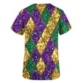 thumbnail image 4 of Uootdi Scrubs for Women V Neck Short Sleeve Mardi Gras Mask Print Lightweight Medical Work Tops Gift, 4 of 5