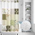 thumbnail image 2 of No Hook Shower Curtain, Spring Floral Shower Curtains for Bathroom with See Through Top Window, Yellow Flowers Botanical Patchwork Grid Bohemia Waterproof & Washable Bath Curtain Narrow 54"x78", 2 of 9
