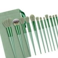 thumbnail image 2 of Juego de brochas de maquillaje ANGGREK 13 uds Kit de Herramientas de brochas de Mezcla Suave verde, 2 of 5