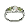 thumbnail image 1 of LBG British Made 10k White Gold Natural Opal & Peridot Womens Trilogy Ring - 33 size options - Sizes 4 to 12 Available, 1 of 6