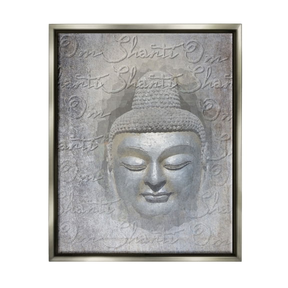 Stupell Industries Spiritual Buddha Face Abstract Painting Gray Floater Framed Canvas Art Print Wall Art, 25 x 31