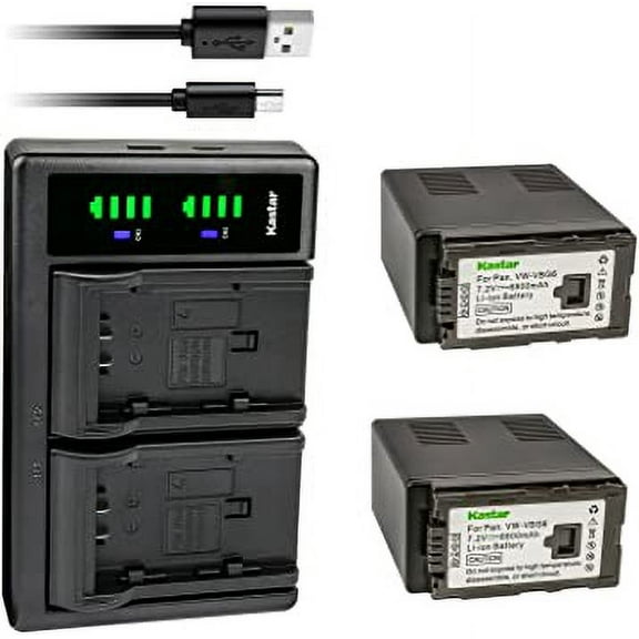 Kastar 2-Pack VW-VBG6 Battery and LTD2 USB Charger Replacement for Panasonic AG-AC130AEJ, AG-AC130AP, AG-AC160, AG-AC160A, AG-AC160AEJ, AG-AC160AP, AG-HMC40, AG-HMC43, AG-HMC45A, AG-HMC70, AG-HMC70U