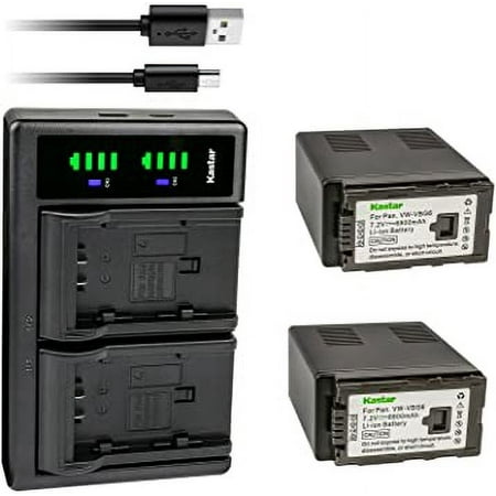 Kastar 2-Pack VW-VBG6 Battery and LTD2 USB Charger Replacement for Panasonic AG-AC130AEJ AG-AC130AP AG-AC160 AG-AC160A AG-AC160AEJ AG-AC160AP AG-HMC40 AG-HMC43 AG-HMC45A AG-HMC70 AG-HMC70U