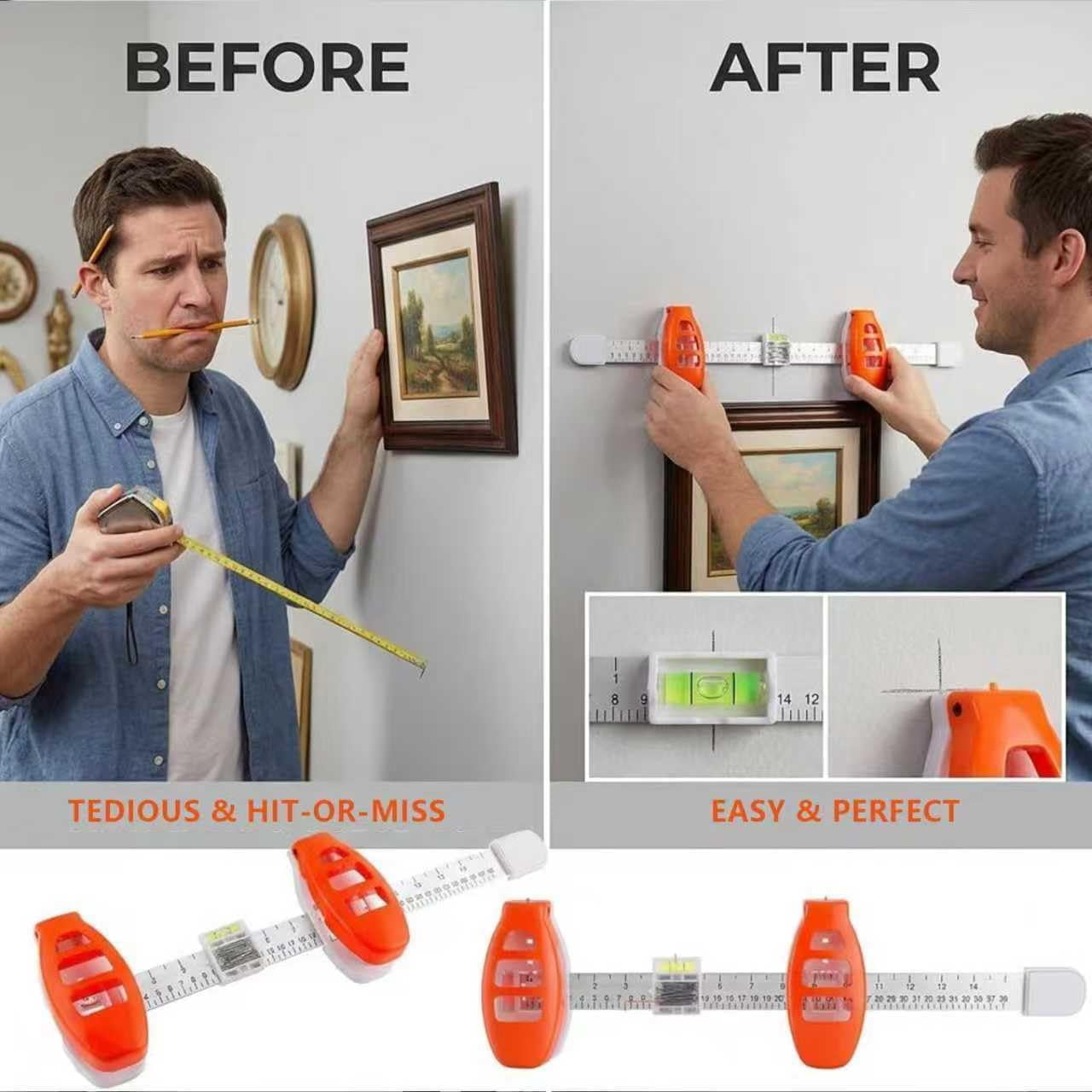 Generic 3-in-1 Picture Hanging Tool with Level for Wall Mount
